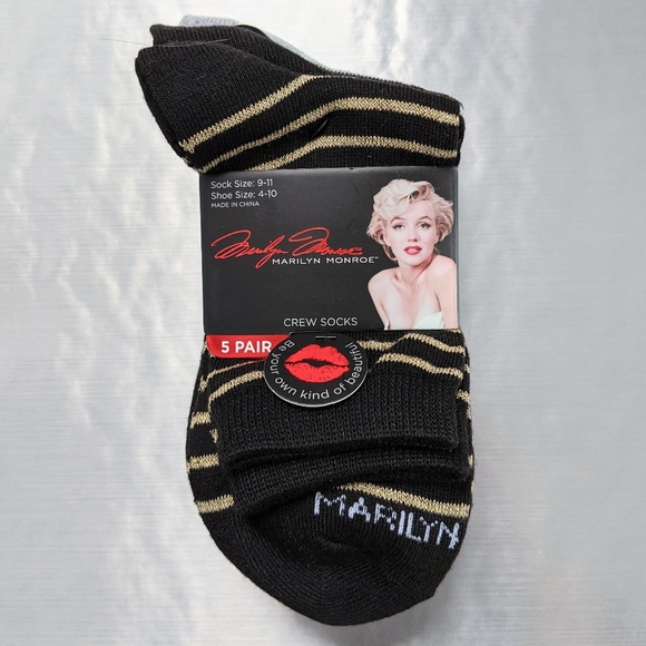 💗 Marilyn Monroe Crew Socks 5 Pair - Picture 8 of 9